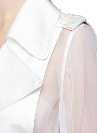 Detail View - Click To Enlarge - LANVIN - Organza sleeve belted satin trench coat