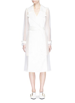 Main View - Click To Enlarge - LANVIN - Organza sleeve belted satin trench coat