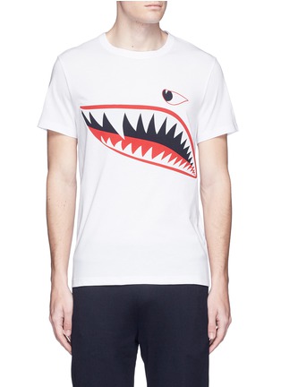 Main View - Click To Enlarge - MONCLER - Shark face print slub cotton jersey T-shirt