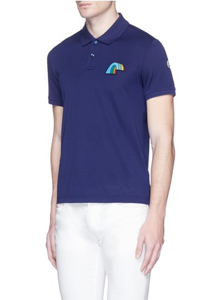 Front View - Click To Enlarge - MONCLER - Rainbow patch polo shirt