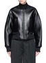 Main View - Click To Enlarge - DKNY - Debossed logo lambskin leather cropped bomber jacket