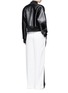 Figure View - Click To Enlarge - DKNY - Debossed logo lambskin leather cropped bomber jacket