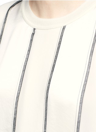 Detail View - Click To Enlarge - DKNY - Reversible tie waist pleated satin tunic top