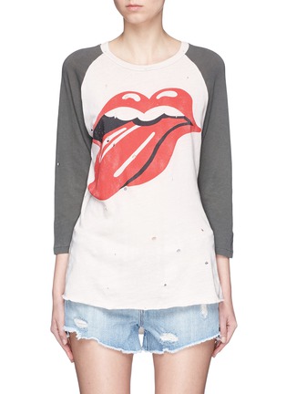 Main View - Click To Enlarge - MADEWORN - 'Rolling Stones' print distressed jersey T-shirt