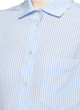 Detail View - Click To Enlarge - VALENTINO GARAVANI - Drape open back stripe silk shirt