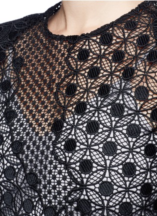 Detail View - Click To Enlarge - SELF-PORTRAIT - 'Strike' asymmetric dot guipure lace mini dress