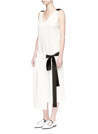 Figure View - Click To Enlarge - VICTORIA BECKHAM - Asymmetric ruched apron midi dress
