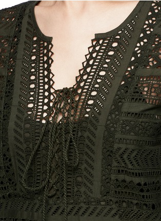 Detail View - Click To Enlarge - FIGUE - 'Marlin' tassel tie geometric eyelet lace dress