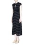Front View - Click To Enlarge - PROENZA SCHOULER - Tie open back pinstripe crepe dress