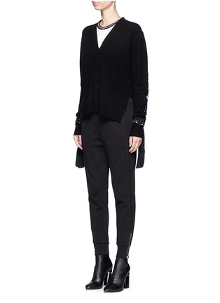 Front View - Click To Enlarge - 3.1 PHILLIP LIM - Sequined silk trim wool blend cardigan