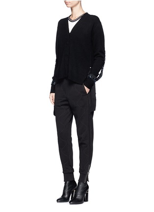 Figure View - Click To Enlarge - 3.1 PHILLIP LIM - Sequined silk trim wool blend cardigan