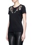 Front View - Click To Enlarge - ALEXANDER MCQUEEN - Poppy crystal and sequin embellished T-shirt