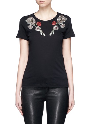 Main View - Click To Enlarge - ALEXANDER MCQUEEN - Poppy crystal and sequin embellished T-shirt