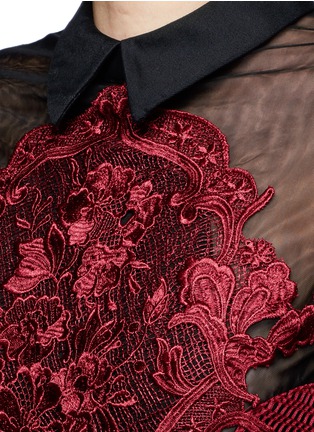 Detail View - Click To Enlarge - SELF-PORTRAIT - Floral embroidered lace sheer sleeve dress