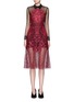 Main View - Click To Enlarge - SELF-PORTRAIT - Floral embroidered lace sheer sleeve dress