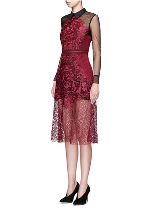 Figure View - Click To Enlarge - SELF-PORTRAIT - Floral embroidered lace sheer sleeve dress