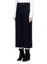 Front View - Click To Enlarge - MO&CO. EDITION 10 - Wool rib knit cropped wide leg pants