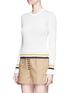 Front View - Click To Enlarge - 3.1 PHILLIP LIM - Stripe hem smocked pima cotton sweater