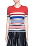 Main View - Click To Enlarge - MRZ - Mesh insert contrast stripe knit top
