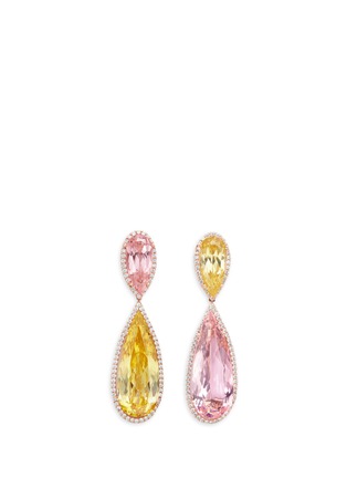 Front View - Click To Enlarge - ANABELA CHAN - 'Rose Papillon' detachable citrine 18k rose gold drop earrings