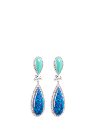 Main View - Click To Enlarge - ANABELA CHAN - 'Papillion' diamond detachable opal 18k white gold drop earrings