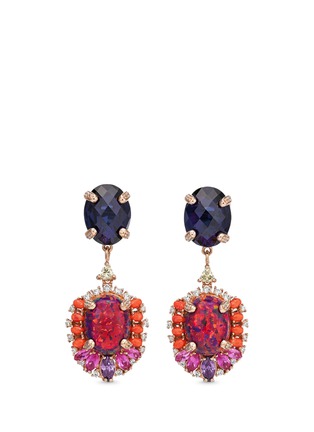 Main View - Click To Enlarge - ANABELA CHAN - 'Opals Violet' detachable gemstone 18k rose gold drop earrings