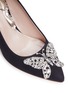 Detail View - Click To Enlarge - ARUNA SETH - 'Farfalla' crystal pavé butterfly suede pumps