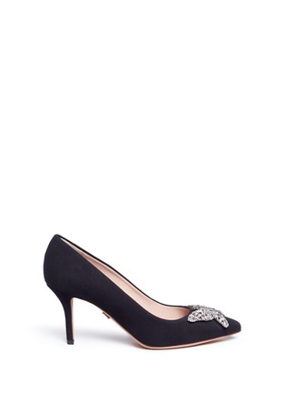 Main View - Click To Enlarge - ARUNA SETH - 'Farfalla' crystal pavé butterfly suede pumps