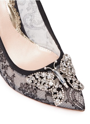 Detail View - Click To Enlarge - ARUNA SETH - 'Farfalla' crystal pavé butterfly chantilly lace pumps
