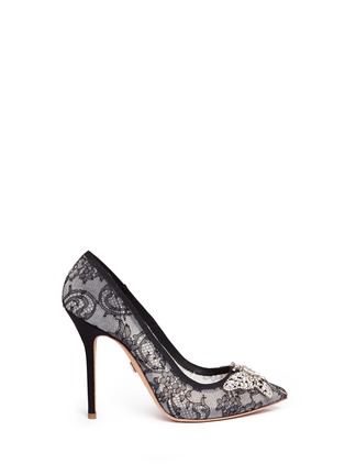 Main View - Click To Enlarge - ARUNA SETH - 'Farfalla' crystal pavé butterfly chantilly lace pumps