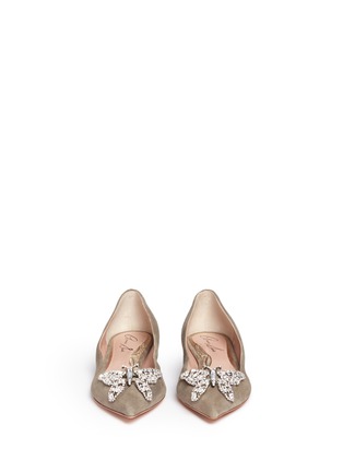 Front View - Click To Enlarge - ARUNA SETH - 'Farfalla' crystal pavé butterfly suede flats