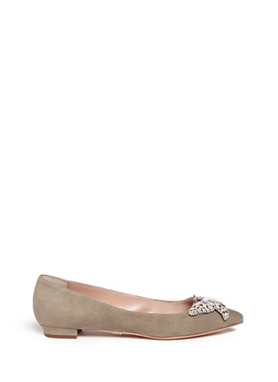 Main View - Click To Enlarge - ARUNA SETH - 'Farfalla' crystal pavé butterfly suede flats