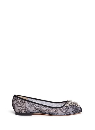 Main View - Click To Enlarge - ARUNA SETH - 'Liana' crystal butterfly floral lace flats