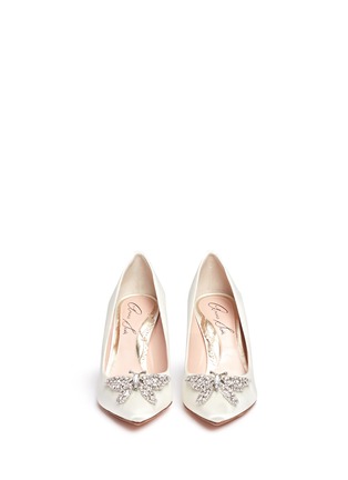 Front View - Click To Enlarge - ARUNA SETH - 'Farfalla' crystal pavé butterfly satin pumps