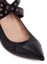 Detail View - Click To Enlarge - VALENTINO GARAVANI - 'Love Latch' cross ankle strap leather skimmer flats