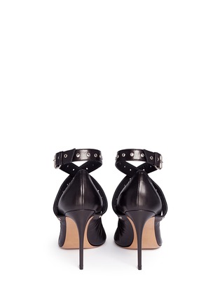 Back View - Click To Enlarge - VALENTINO GARAVANI - 'Love Latch' cross ankle strap leather pumps