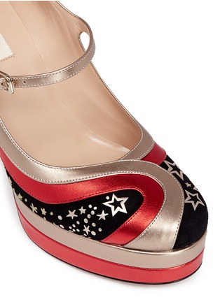 Detail View - Click To Enlarge - VALENTINO GARAVANI - Galaxy star embroidered suede Mary Jane pumps
