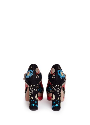 Back View - Click To Enlarge - VALENTINO GARAVANI - Galaxy star embroidered suede Mary Jane pumps