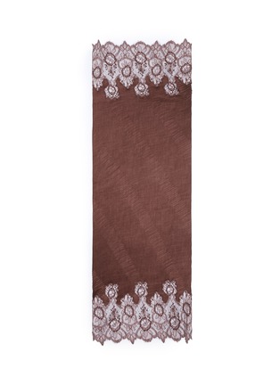 Main View - Click To Enlarge - VALENTINO GARAVANI - Floral lace trim plissé pleat cashmere scarf