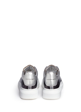 Back View - Click To Enlarge - ALEXANDER MCQUEEN - Chunky outsole coarse glitter metallic leather sneakers