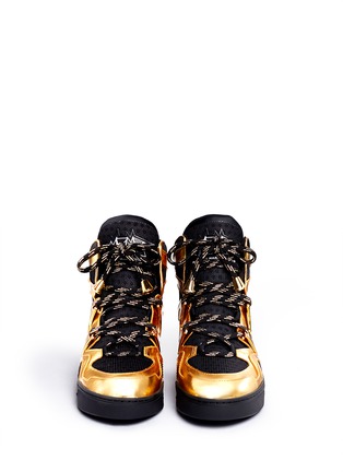 Figure View - Click To Enlarge - MARC BY MARC JACOBS SHOES - 'Ninja' metallic leather mesh high top sneakers
