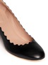 Detail View - Click To Enlarge - CHLOÉ - Curve heel scalloped edge leather pumps