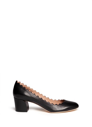 Main View - Click To Enlarge - CHLOÉ - Curve heel scalloped edge leather pumps