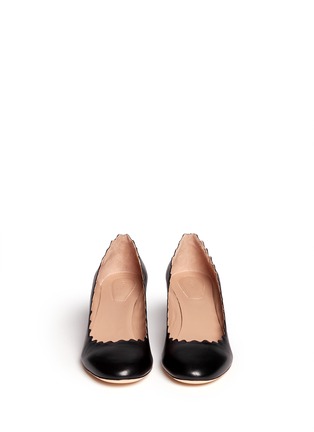 Figure View - Click To Enlarge - CHLOÉ - Curve heel scalloped edge leather pumps