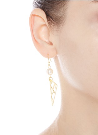 Figure View - Click To Enlarge - JOOMI LIM - 'Vertigo' geometric fretwork drop pearl earrings