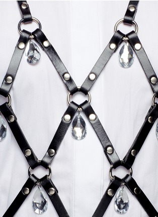 Detail View - Click To Enlarge - ZANA BAYNE - 'Linked Harness' rhinestone leather dress