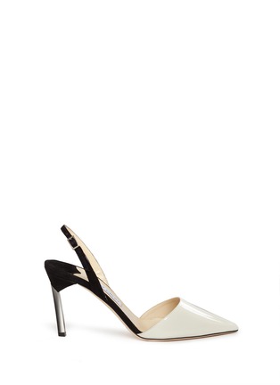 Main View - Click To Enlarge - JIMMY CHOO - 'Davit' patent leather suede slingback pumps