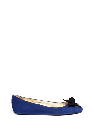 Main View - Click To Enlarge - JIMMY CHOO - 'Whitney' crystal grosgrain bow suede flats