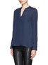 Front View - Click To Enlarge - VINCE - Mesh insert silk blouse