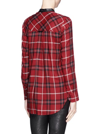 Back View - Click To Enlarge - VINCE - Leather trim plaid shirt